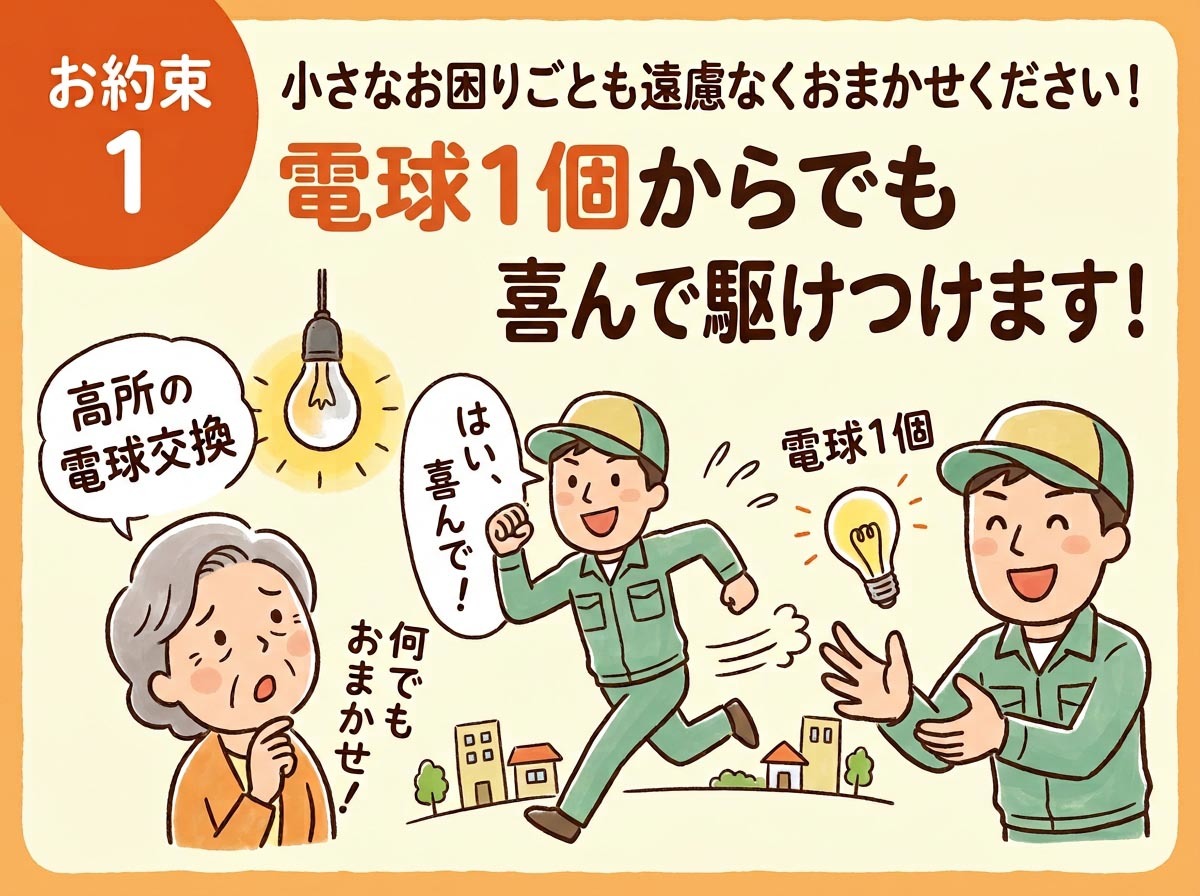 電球1個、電池1本から対応